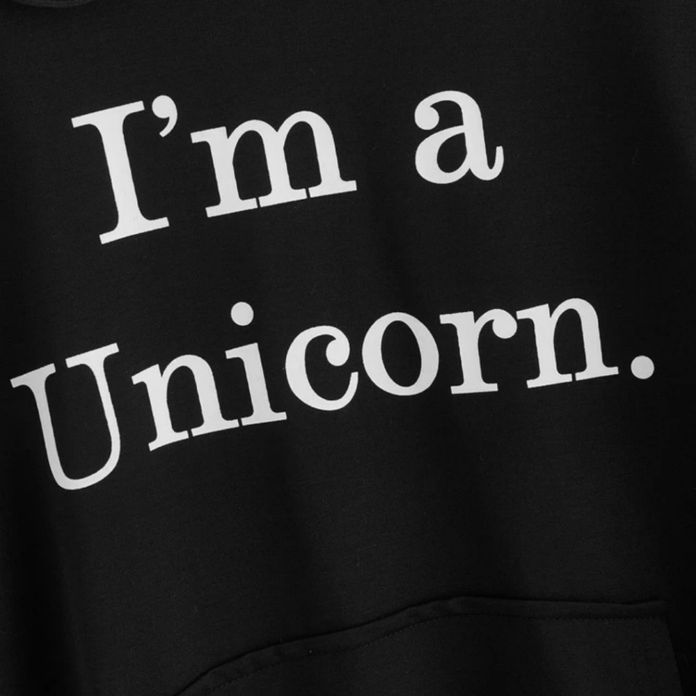 BLACK HOODIE UNICORN SWEATER - Picture 3 of 4
